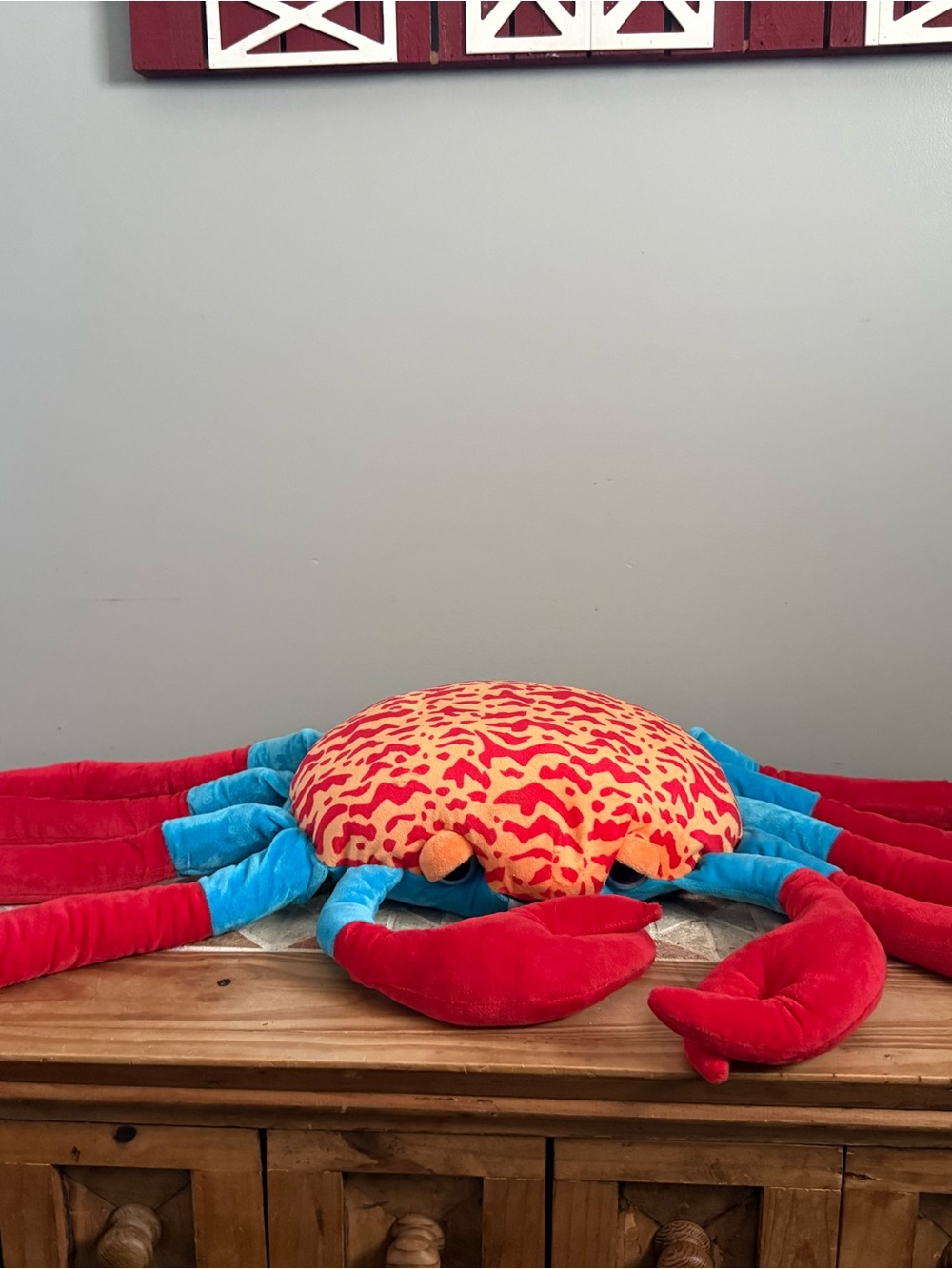 Stuffed Crab Plush Knuffle Colorful 48" Sea Life USA XL Gift Pillow Jumbo